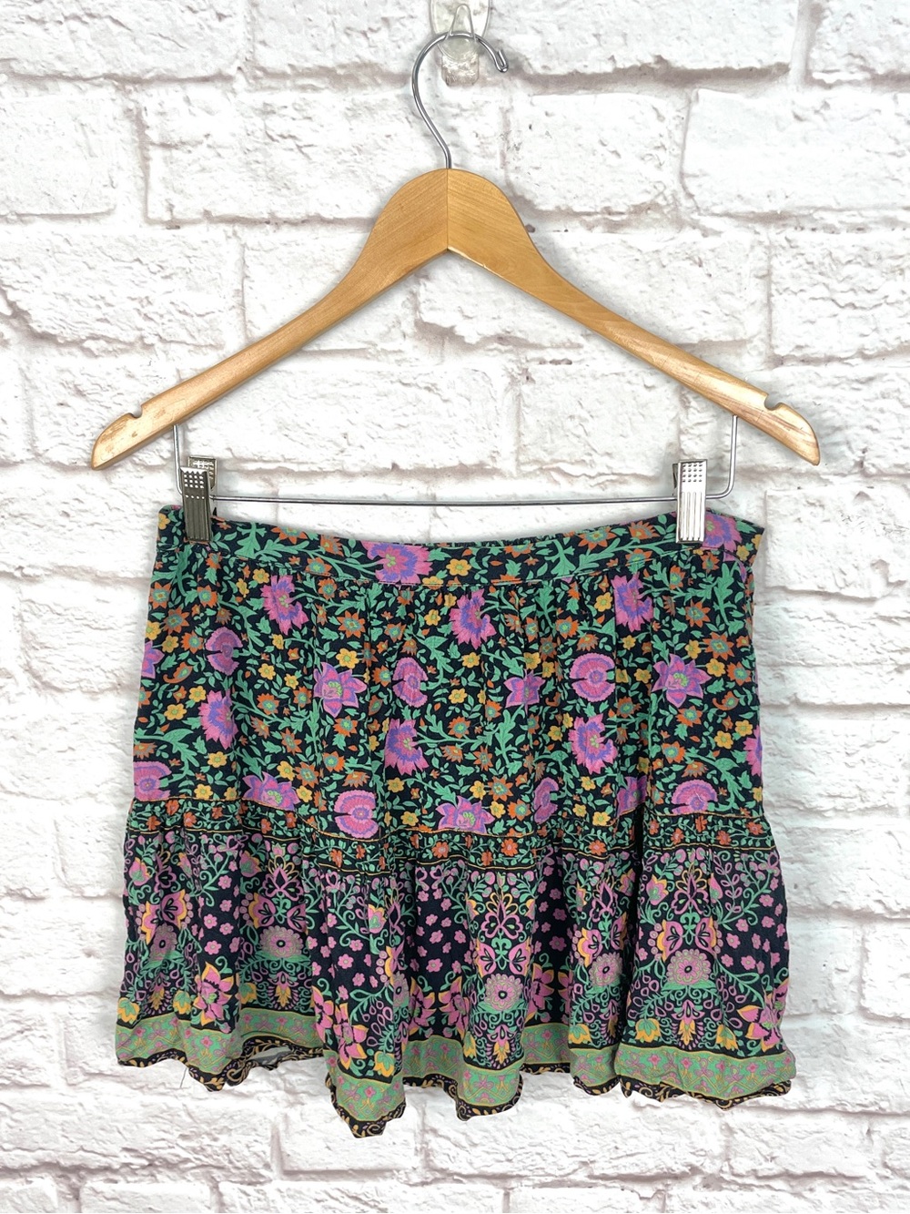 Spell Village Forest Boho Fairy Floral Mini Skirt Size L